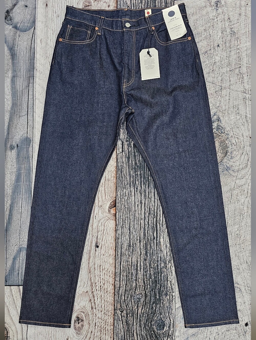 Levi's High Rise Slim Blue Tab Japanese Fabric Selvedge Dark Denim 32x31 NWT
